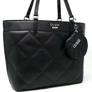 Guess Black Quilted Tote Bag Handbag Purse